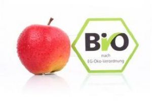 Apfel und Bio-Siegel